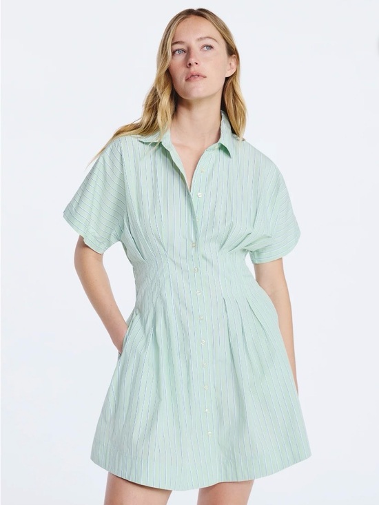 Free Assembly Dresses & Skirts - NWT Free Assembly Womens Short Sleeve Cotton Corset Mini Shirtdress Size M Mint